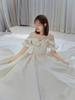 [Housaku Co., Ltd.] Wedding Dress, Illusion Neck, Bell Sleeves, Satin, Elegant, Exquisite Princess Style, Lace-up, A-line, for Concerts, Recitals, Gor