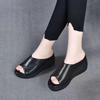 New Women's Slippers Summer Leather Shoes Thick Sole Soft Sole Slippers Fashion Outwear Waterproof Slope Heel Women's Slippers