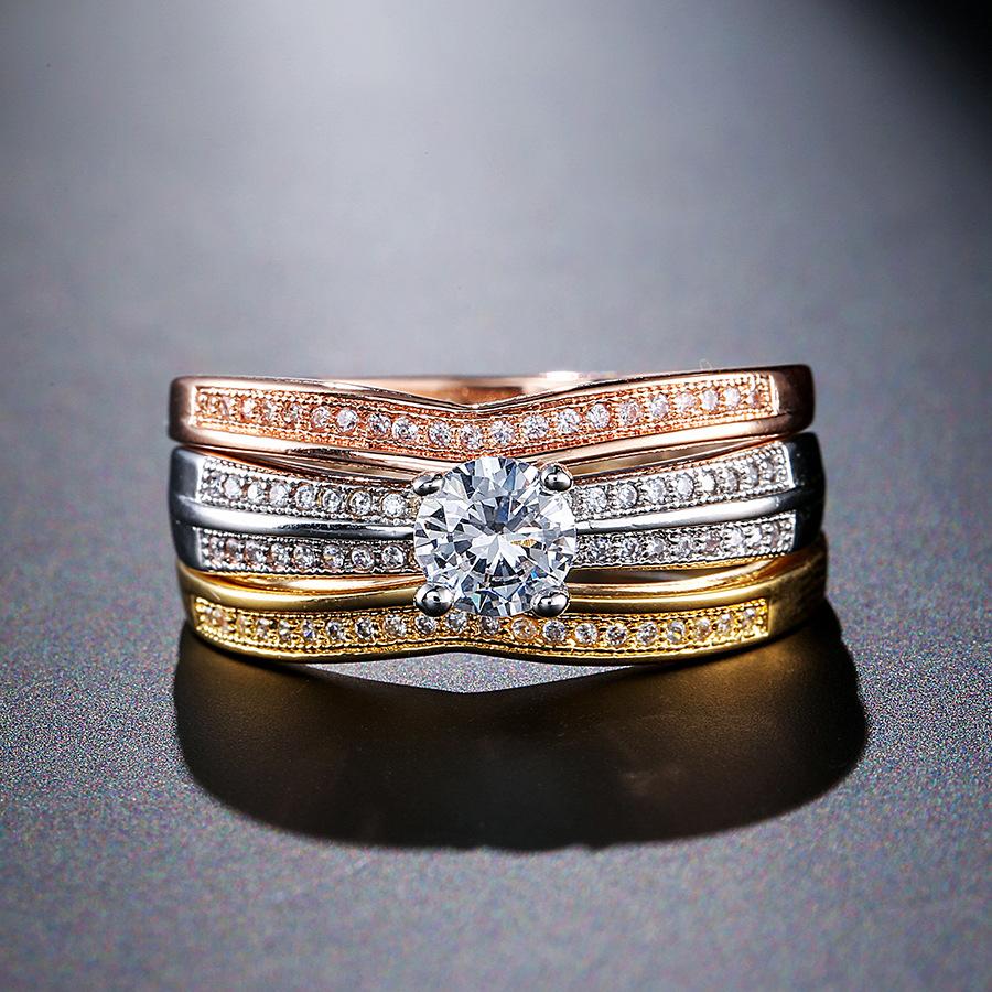 

Cincin Multi Emas 18K Set 3 Buah untuk Wanita Berlian Alami dengan Perhiasan Berlian Kotak Cincin Permata Anillos De Bizuteria Anillos Mujer