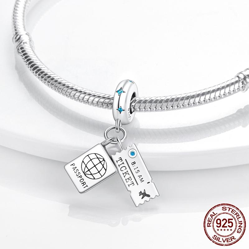 Earphone Travel Shopping Handbag Dangle Charm Silver Color Beads Fit Fashion Original Charm Bracelet Pendant DIY Jewelry Making