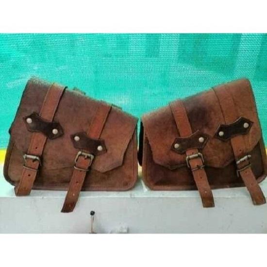 Combo Side Motorcycle Saddle Bag Tool Bags Saddlebag Luggage Leather Universal