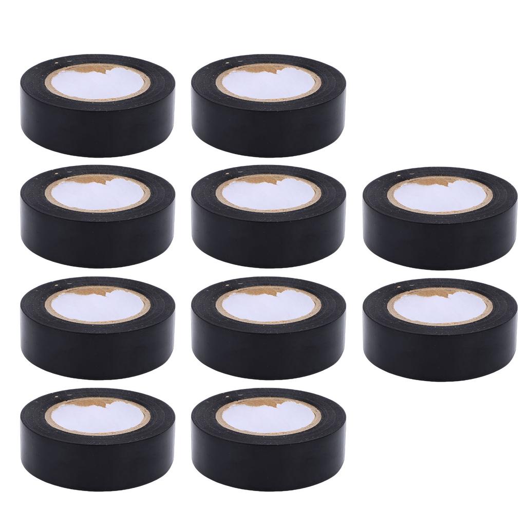 10 Rolls Black Electrical Tape 600V PVC Water Proof Tape 20mm X 10M Strong Adhesive Flame Retardant for Indoor Outdoor