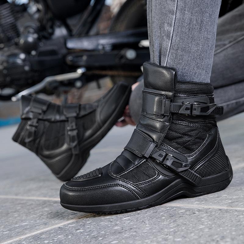 Genuine Leather Motorcycle Shoes Riding Male Riders All Season Off-road Boots Racing Travel