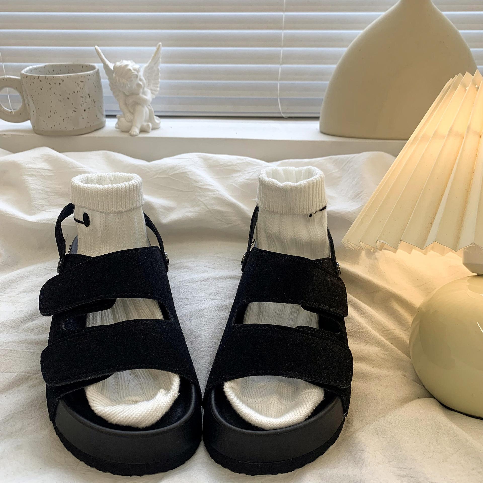 

Platform sandals women s outerwear spring and summer new open-toed sandals versatile with skirt and half slippers 35 чорний