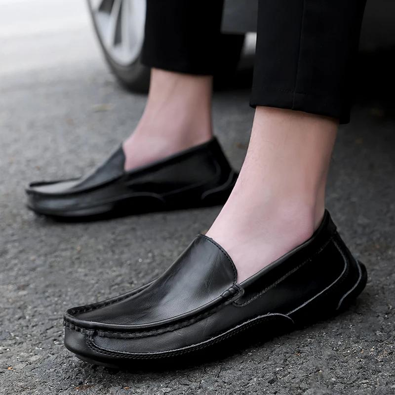 Mocassini da Uomo Vera Pelle Scarpe Casual da Uomo Classiche Scarpe da Barca Calzature da Uomo Leggere Taglie Forti 38-48