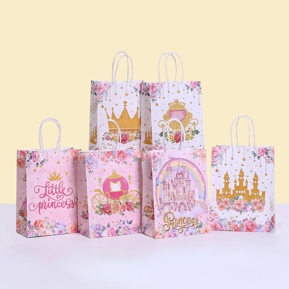 

StoBag, Pink Princess Sweets Paper Tote Bags Fairytale Gift Packaging for Girls’ Birthdays Baby Showers Party Favors 12pcs&15x8x21cm