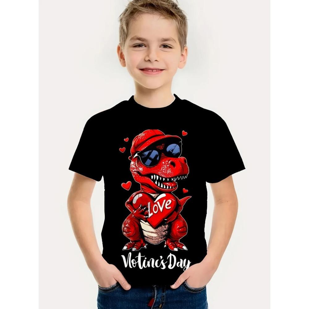 Children's Cute Anime Design Pattern T-shirt - Summer Short Sleeve Round Neck