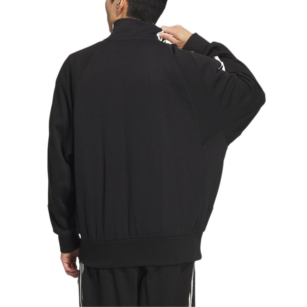adidas Felpa Sportiva in Maglia a 3 Strisce Stile Retro Colletto Alto Giacca Casual con Striscia Laterale Giacca Unisex Nero JI6649