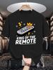 King Of The Remote Crown TV Remote Graphic Unisexs Crew Neck T Shirt Humor Quote Print Short Sleeve Casual Cotton Daily Street Tops