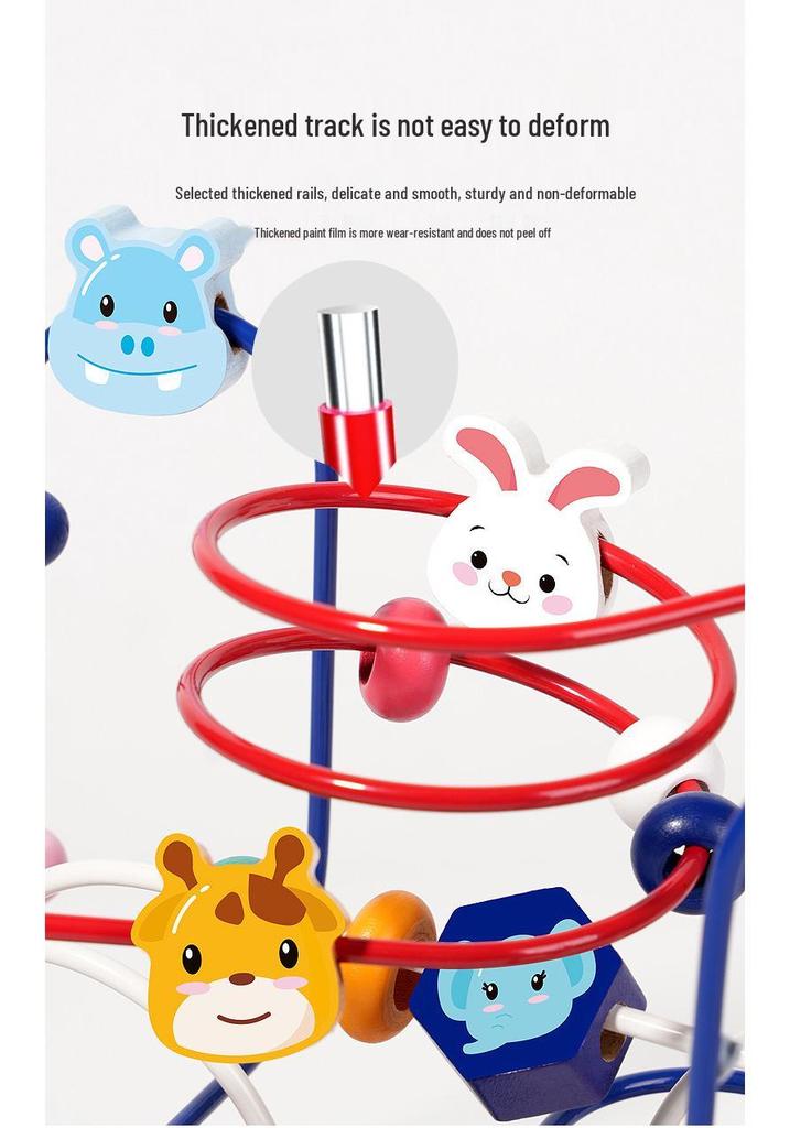 Montessori Wooden Animal Stringing Beads: Early Education & Hand-Eye Coordination Toy for Children Ages 3-6