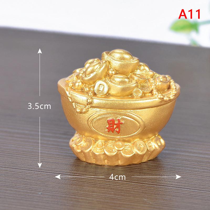 Feng Shui Auspicious Fa Cai Money Tree Gold Ingot Bag Lucky Fortune Spring Festival Mascot Desktop Ornament Car Home Decor Craft
