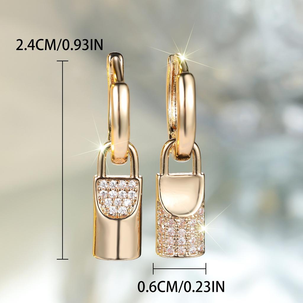 White Zircon Stone Key Hoop Earrings Luxury Female Gold Color Wedding  For Women