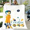 Coperta 3D Cartone Animato Coraline, Coperta in Flanella Coperta da Divano, Coperta Calda per Bambini per Casa Soggiorno Camera da Letto Letti Divano Ufficio