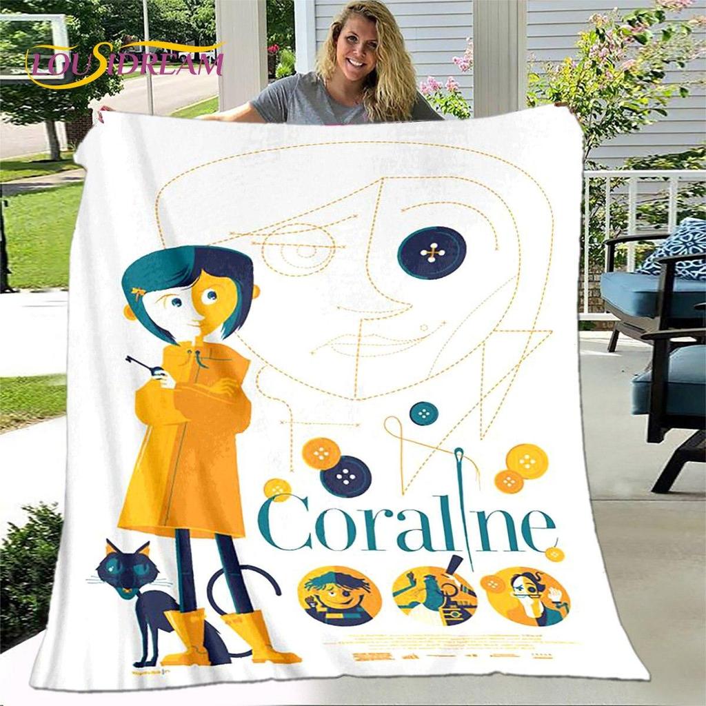 Coperta 3D Cartone Animato Coraline, Coperta in Flanella Coperta da Divano, Coperta Calda per Bambini per Casa Soggiorno Camera da Letto Letti Divano Ufficio