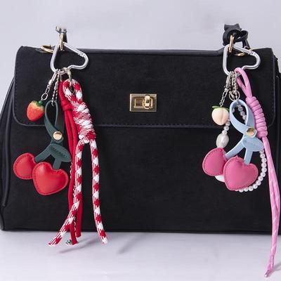 1 Piece Cute Fun Resin Fruit Key Pearl Chain  Series Leather Cherry Bag Pendant  Backpack Accessories