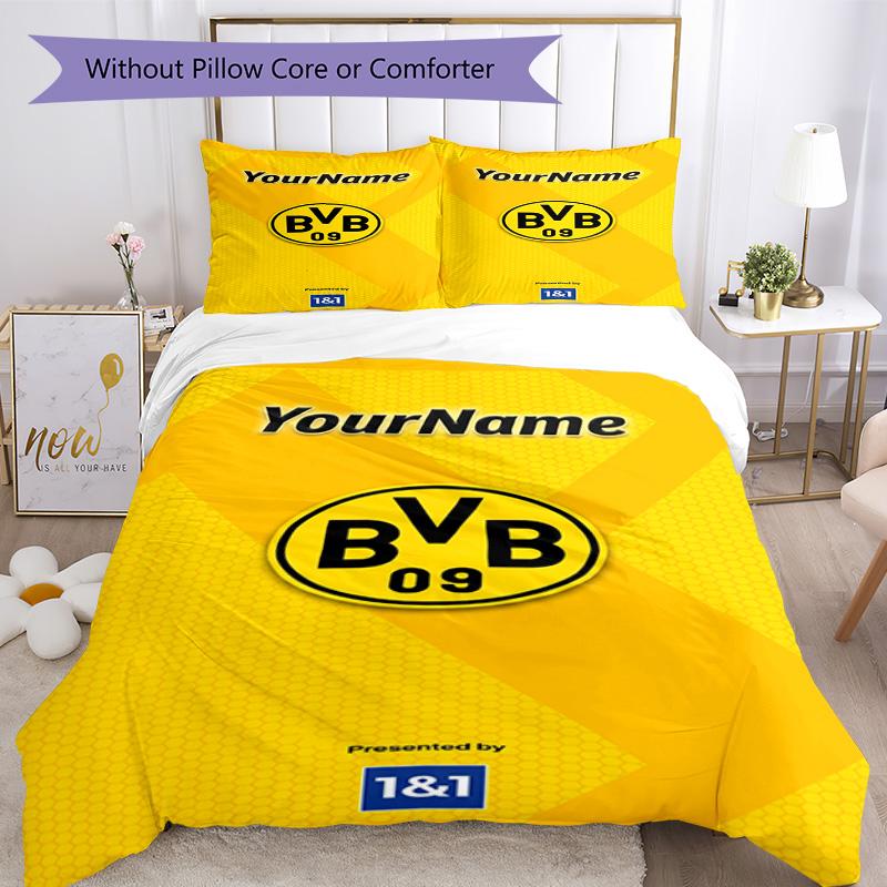 Borussia Dortmund Customize Your Name Bedding Set Breathable Duvet Cover with Pillowcases Home Decoration Birthday Gift