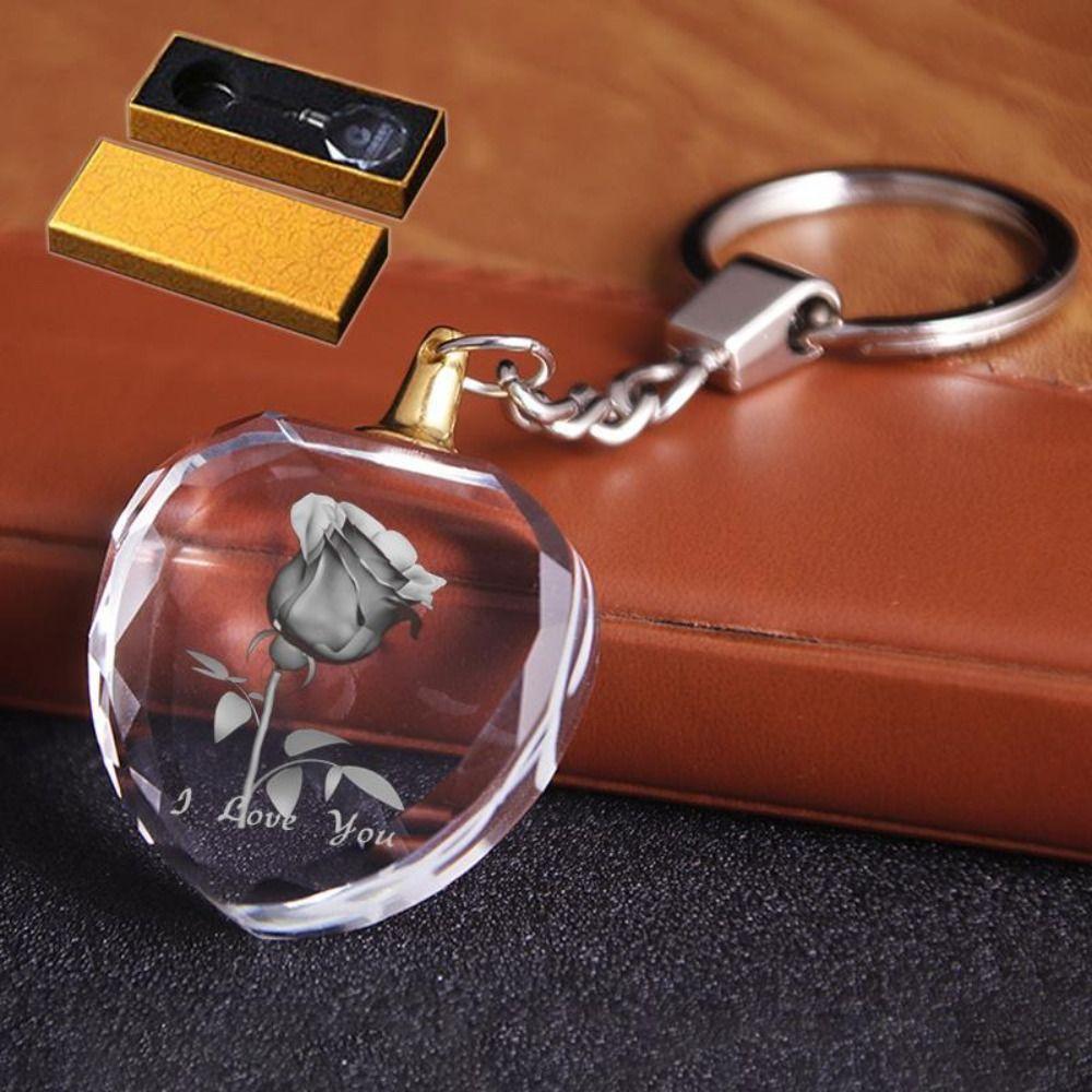 Crystal Rhinestone Crystal Keychain Rose Flower Pattern Rhinestone Keychain Souvenir