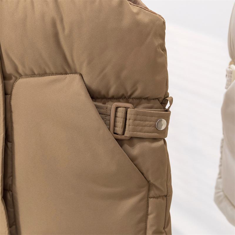 Down Vest for Women Winter Large Pockets High Collar Windproof Warmth Sleeveless Tops Vest Oversize Thickened Casual Vest