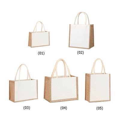 Canvas Linen Tote Bag Eco-friendly Double-Dided Blank Shopping Handbags Large Reusable Grocery Water Resistant DIY Container