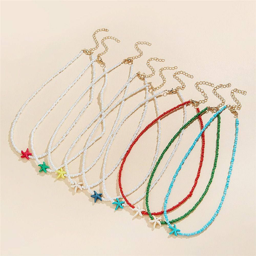 Summer Jewelry Shell Choker Necklace Short Handmade Necklace Beaded Neck Chain  for Women