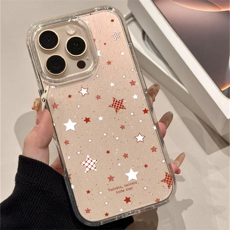 Creative Minimalist Orange Splatter Starry Transparent Glitter Phone Case For iPhone 17 Air 16 15 14 13 12 11 Pro Max Plus Cover