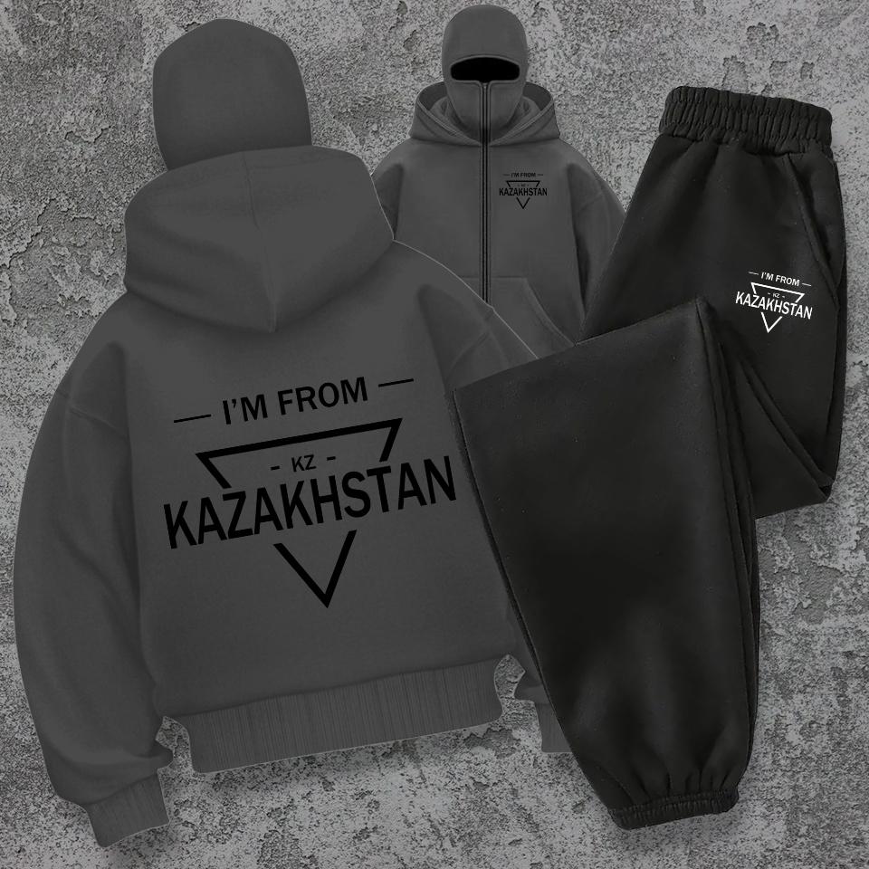 Hooded Zipper Sweatshirt and Pants Set - Double Hooded Hoodie Zipper Triangle Printed Zipper Hoodie Casual Cool Coat for Men and Women