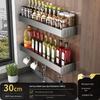 Gunmetal Wall-Mounted Kitchen Rack: No-Drill Seasoning, Knife Holder, Multifunctional Storage Solution