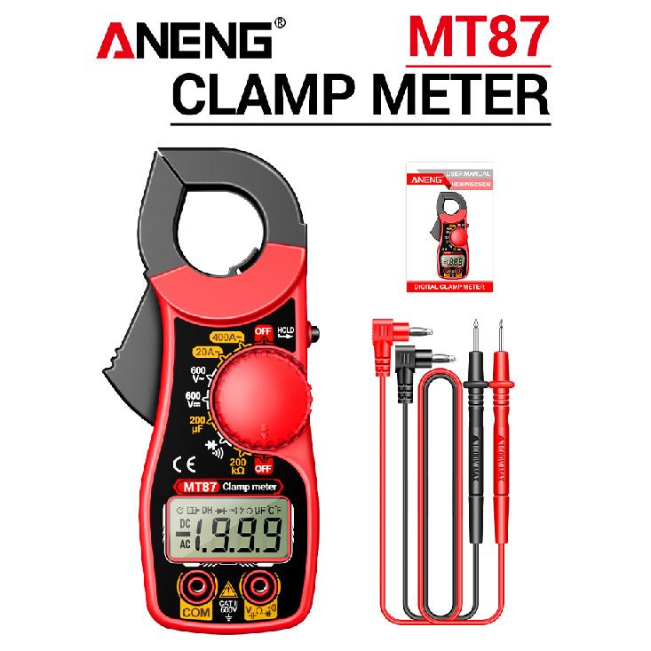 ANENG MT87 1999 Counts Clamp Multimeter AC/DC 600V Voltage 400A Current Resistance Tester with Data Hold Digital Clamp Meter 6