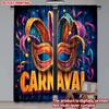 2D Flat Printing 2pcs Curtain Drapes Carnival Mask with Confetti Digital Printed Polyester Drapes Holiday Decorations for Booths