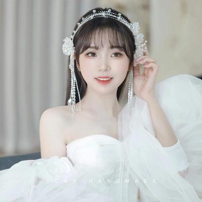 Korean Crystal Lace Princess Headband: Elegant Wedding Hair Accessory