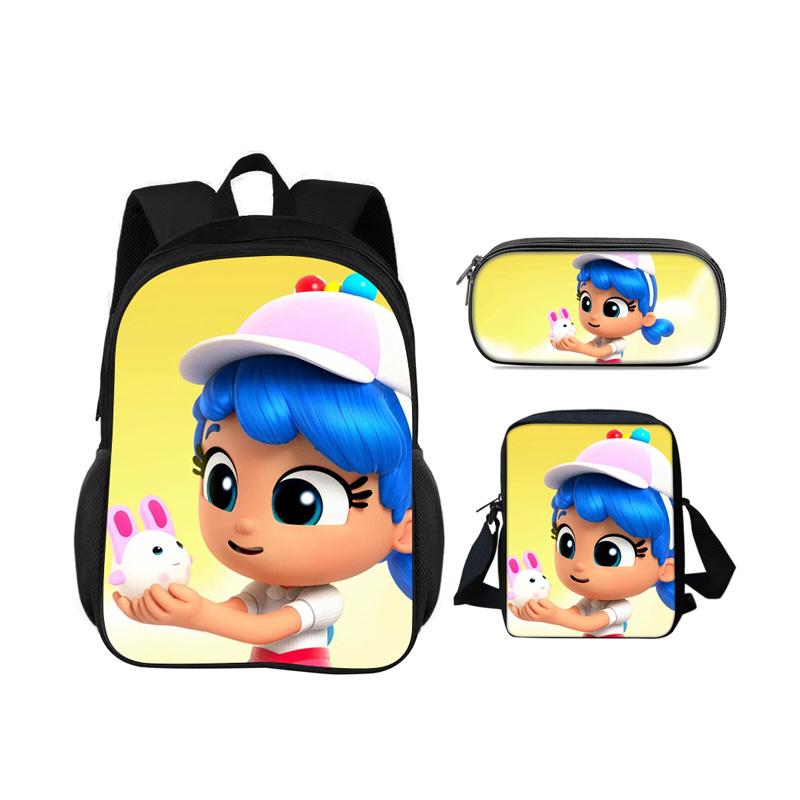 True and the Rainbow Kingdom backpack, pencil case, shoulder bag, 3Pcs set, cartoon print, kindergarten, children and students