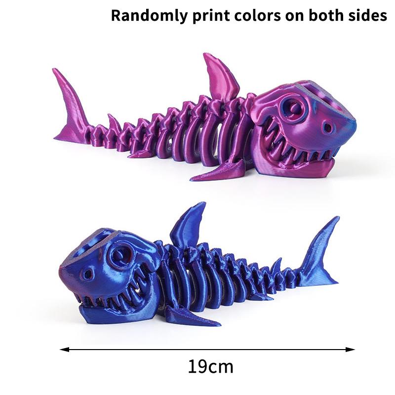 3D Printed Shark, Skeleton Model Jointed Full Movable Birthday Gift Realistic Animals Decorative Desktop