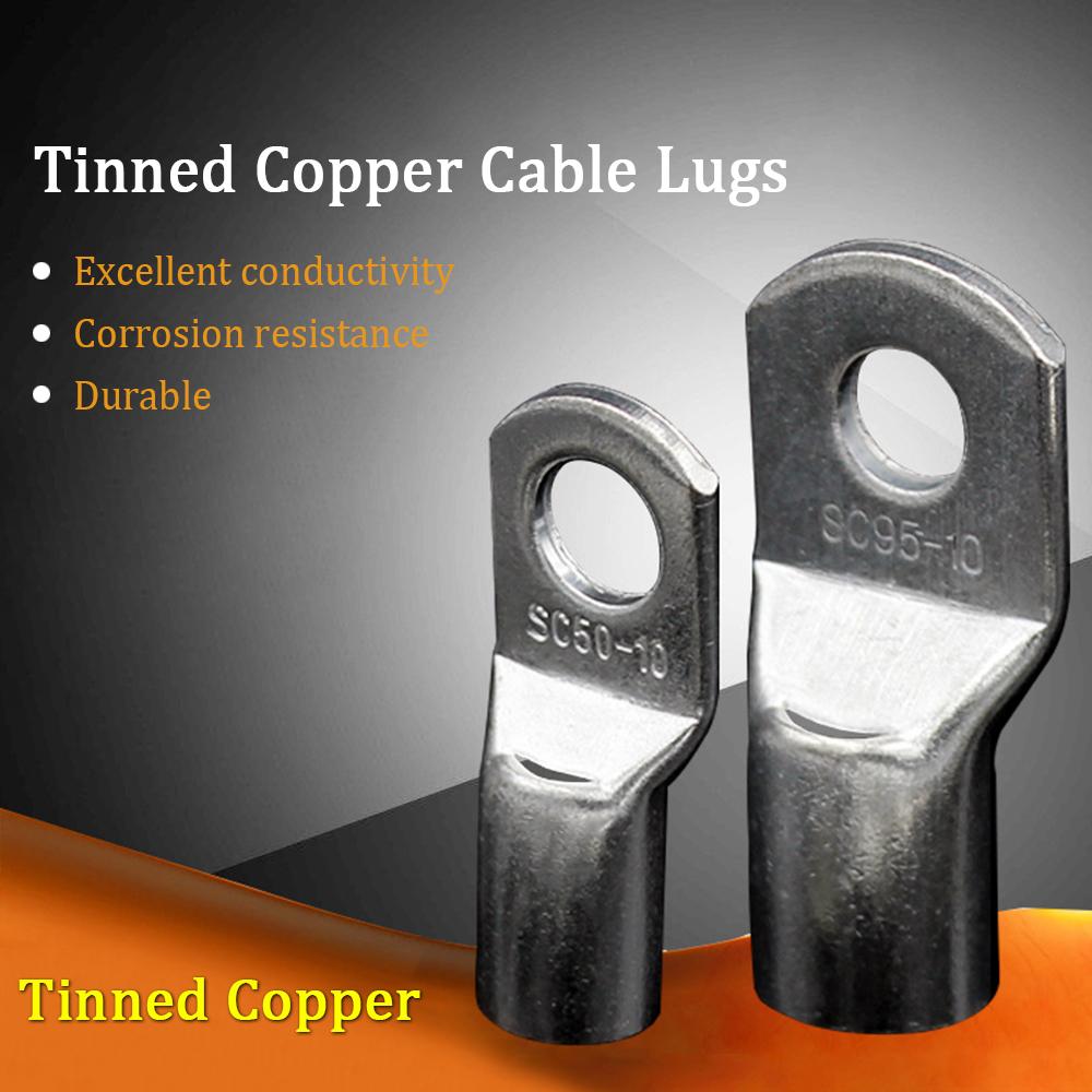 60 PCS Cable Lug Set for 6-25mm² Wire Tinned Copper Wire Lugs Battery Cable Ends Crimp Wire
