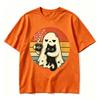 Ghost Black Cat Coffee T Shirt Vintage Retro Red Moon Bat Graphic Tee Halloween Unisex Casual Short Sleeve Pumpkin Season Tops