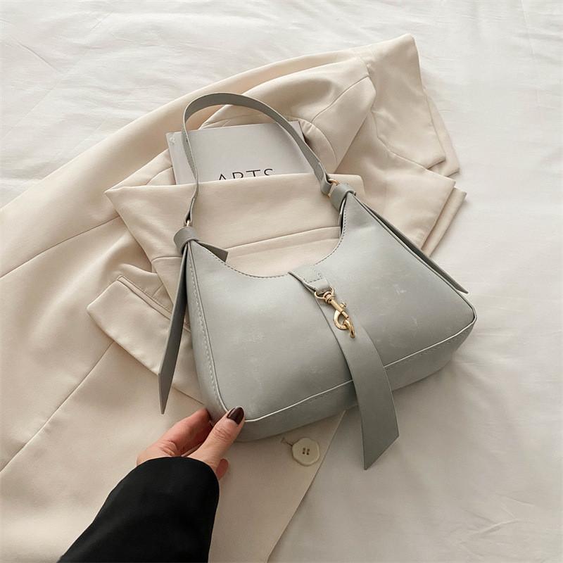 2024 New Fashion Pu Street Chic Crossbody Bag Women Simple And Stylish Solid Color Handbag Tote Stick Bag Trend серый