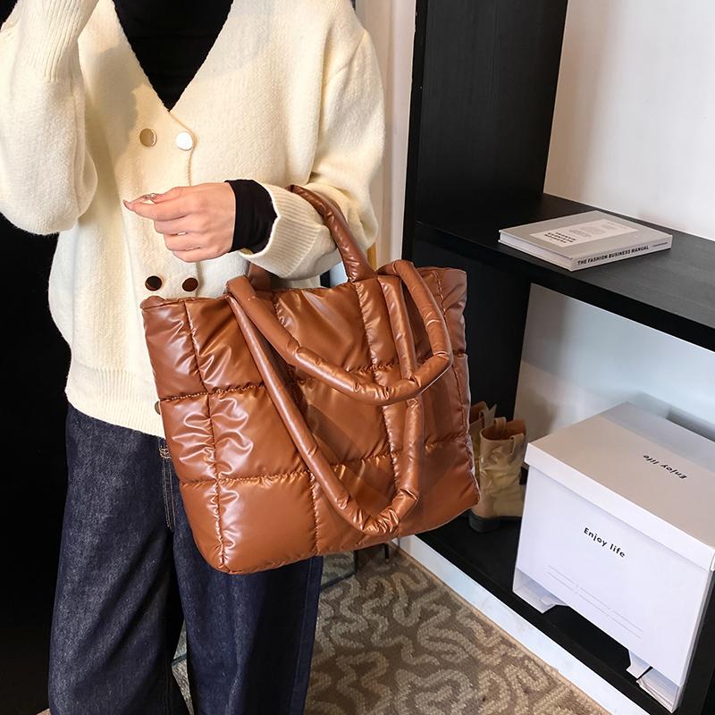 

Women s Casual Padded Handbag Winter Down Cotton Shoulder Bag Large Capacity Shopper Tote Bag Lightweight Black Crossbody Purse