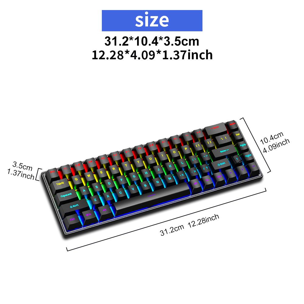 K68 Wired Mechanical Keyboard 10Kinds of Colorful Lighting Gaming and Office For Microsoft Windows and IOS System