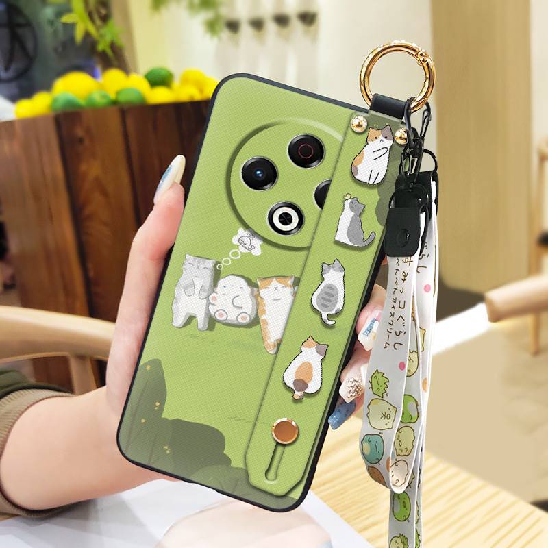 Lanyard Back Cover Phone Case For Tecno Spark30 4G/KL6 Phone Holder Dirt-resistant Anti-dust Fashion Design Durable Cute