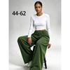 Women Wide Leg Pants Watercolor Big Floral Print Elastic Drawstring Casual Loose Trousers