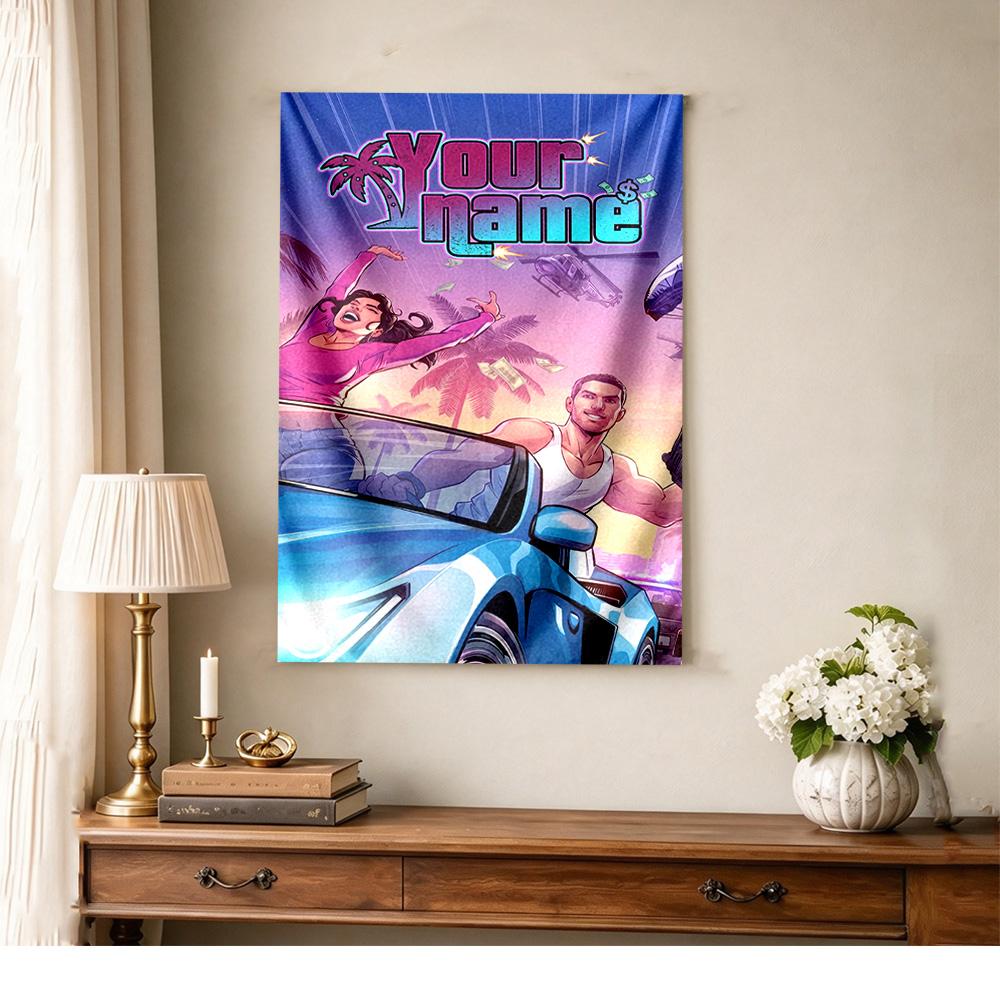 Gta Custom Wall Tapestry Cozy Personalized Tapestry Non-Fading Color Great for Dorm Room Four Seasons Decor Gift for Travel Home Birthdays