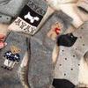 8 Paar Koreanische Winter Graue Wollsocken Damen Hunde Stickerei Mittelhoch Niedliche Cartoon Socken Mode College Stil Atmungsaktive Socke
