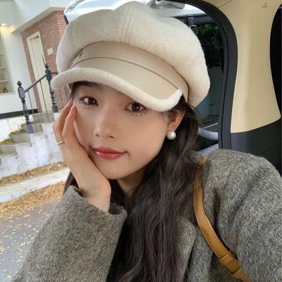 New Hats for Women In Autumn and Winter New Versatile Plush Stitching Newsboy Hats  Warm Woolen Octagonal Hats Berets