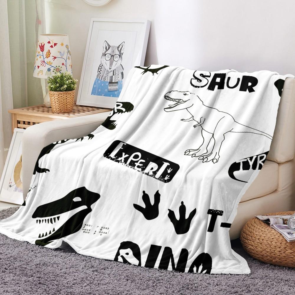 Cartoon Dinosaur Throw Blanket Soft Flannel Blanket for Chair Travelling Camping Kids Adults Bed Couch Cover Winter Nap Blanket