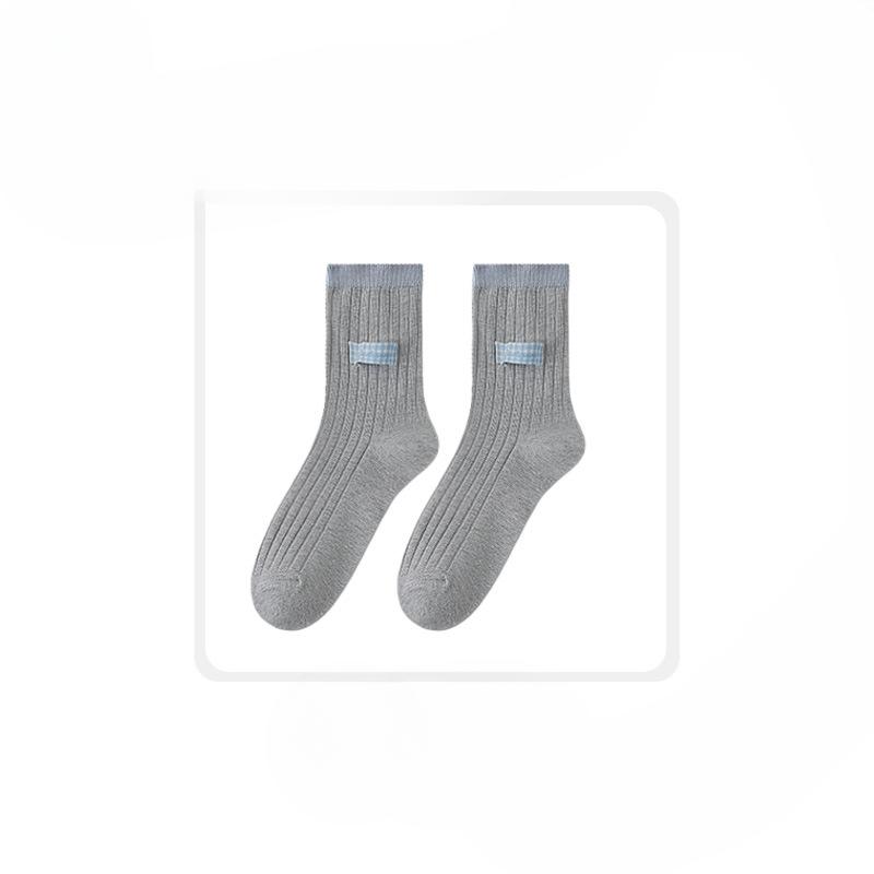 Female Autumn and Winter New Style Match Color Bow In Tube Socks