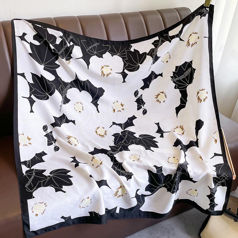 Design Twill Silk Square Scarf Women Luxury Brand Hijab Scarves Headband Foulard Ladies Shawl Wrap Echarpe Foulard Bandana