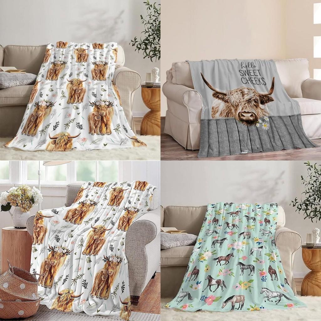 Highland Print Kuhdecke Tier Blume Überwurfdecken Plüsch Bettwäsche Flanell