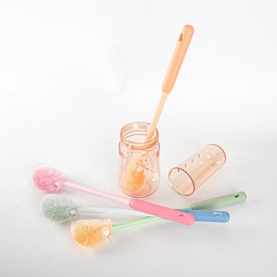 Bekerborstel Siliconen Flesborstel BPA-Vrij Voedselkwaliteit Diepe Reiniging 360-Graden Flexibel Zachte Borstelharen Hygiënisch Babyflesborstel