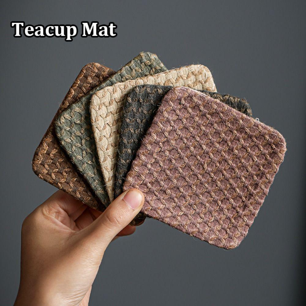 Cloth Teacup Mat Anti-slip Placemats Simple Heat Insulation Pad  Tableware