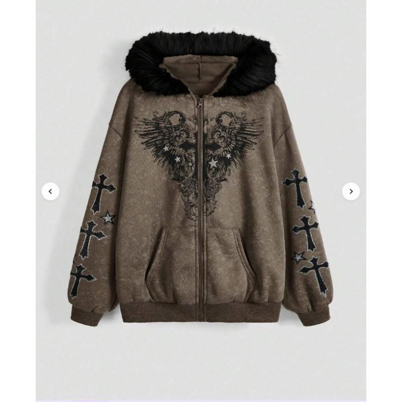 Y2K Vintage Washed Fleece Hoodie Jacket