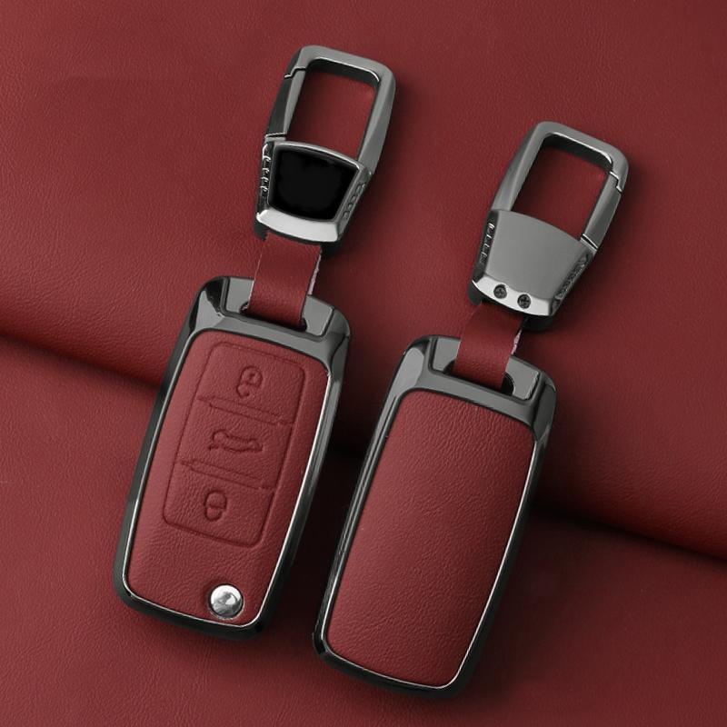 Zinc Alloy Leather Car Key Case For Volkswagen Polo Passat Tiguan B5 B6 B7 Lavida Beetle Scirocco Golf 4 5 6 Mk6 Jetta Key Fob